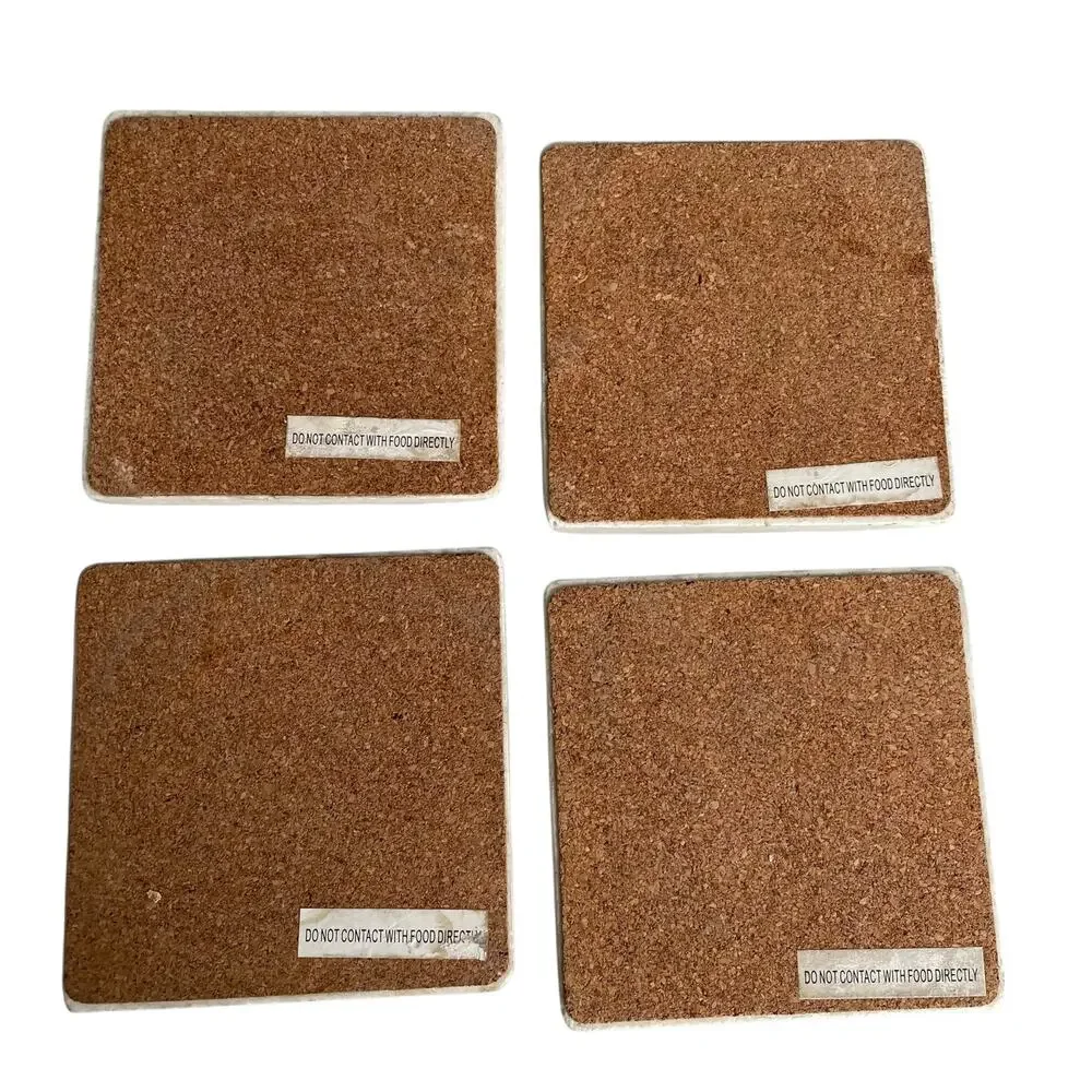 Anthropomorphic Animal Stone Tile Coasters Dog Cat Owl Rabbit Drawing Image READ